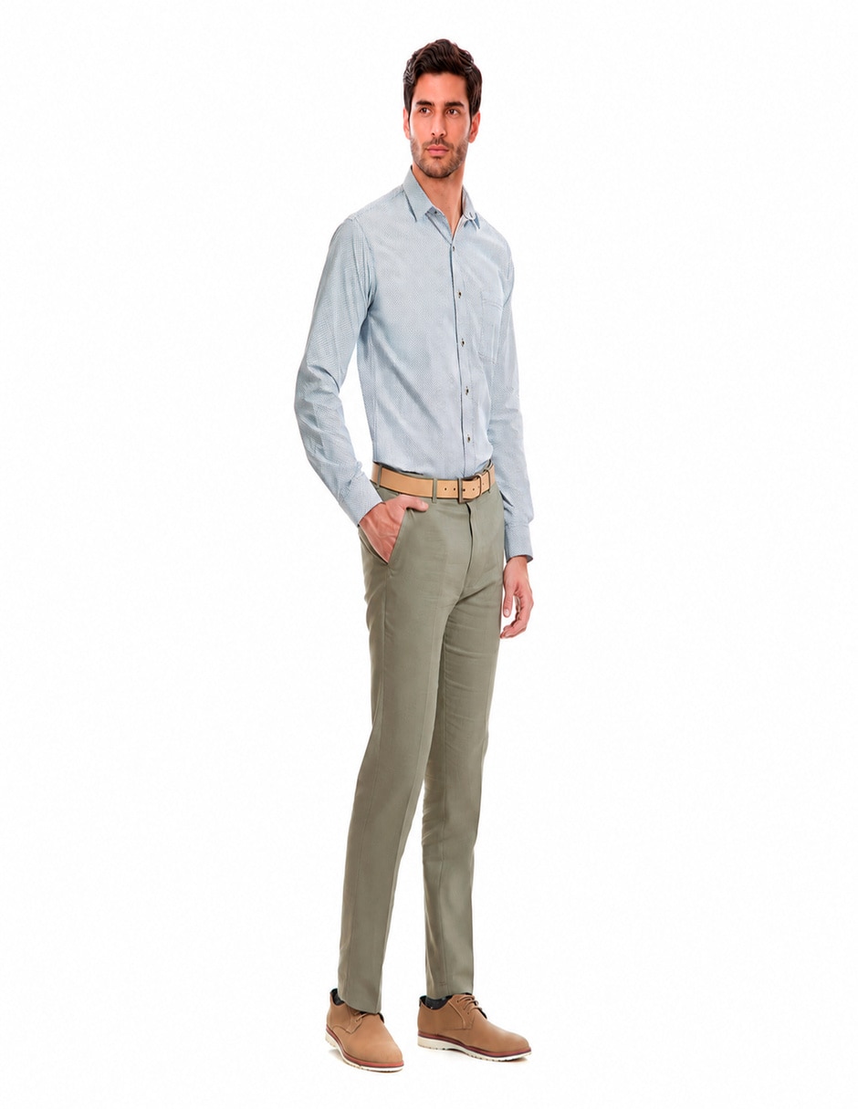 Camisa business casual manga larga para hombre