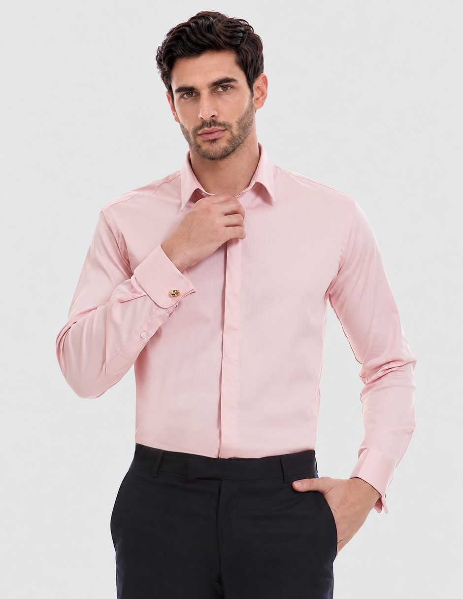 Camisa etiqueta de algodón manga larga para hombre 1
