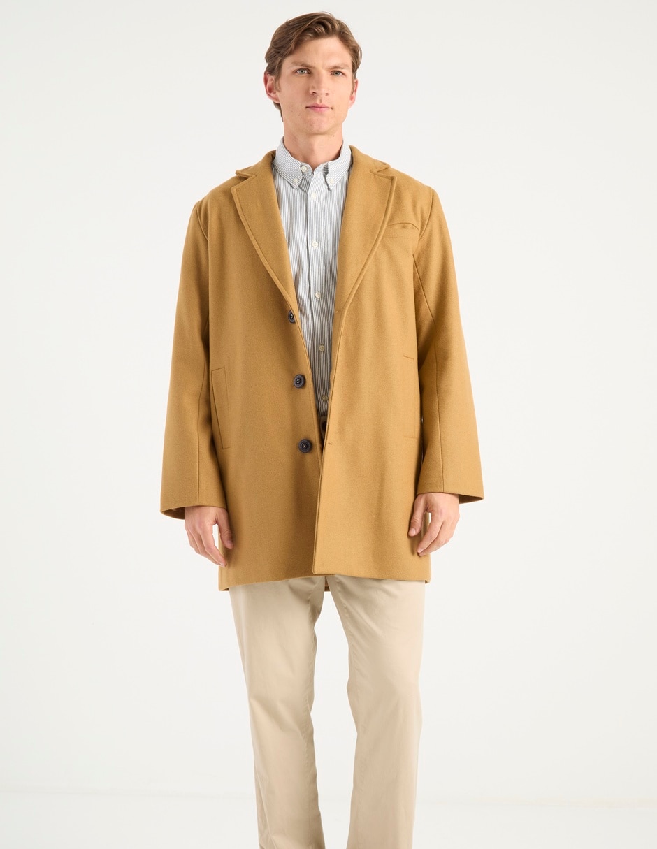 Abrigo de lana impermeable con bolsillos para hombre