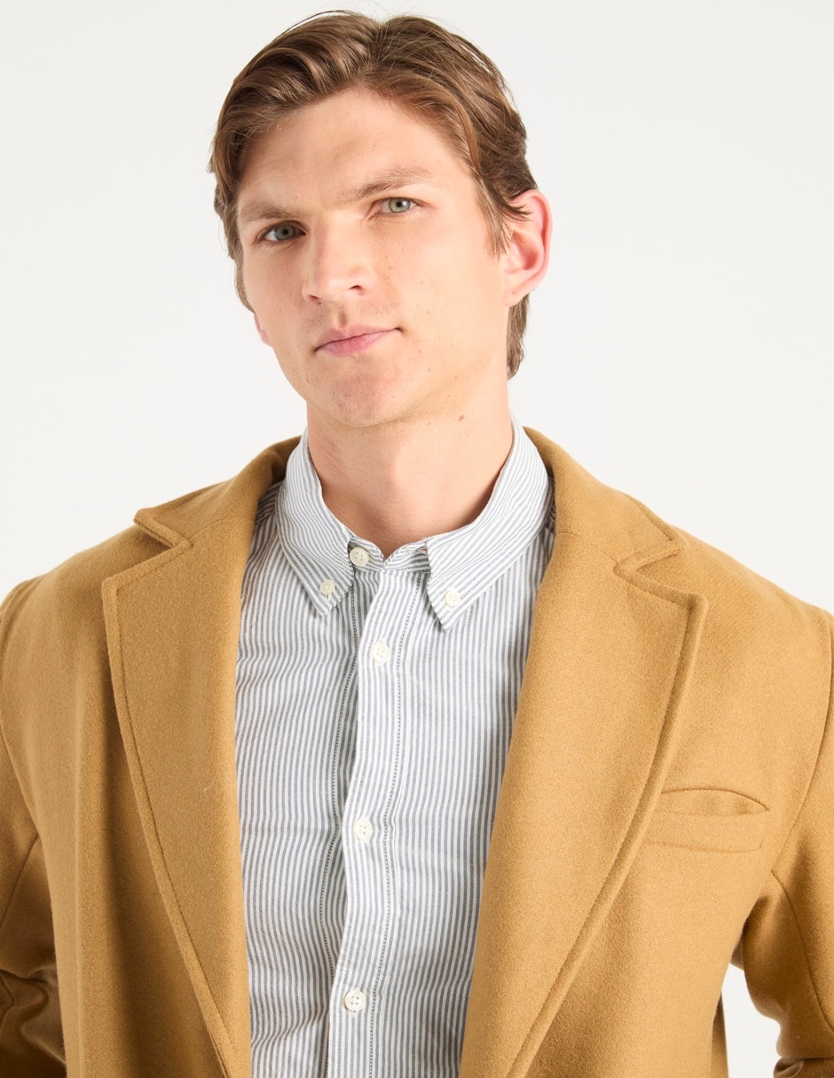 Abrigo de lana impermeable con bolsillos para hombre
