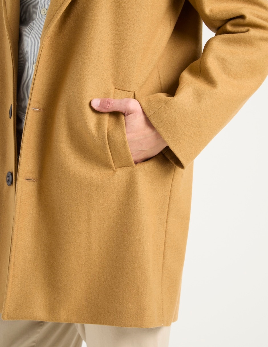 Abrigo de lana impermeable con bolsillos para hombre