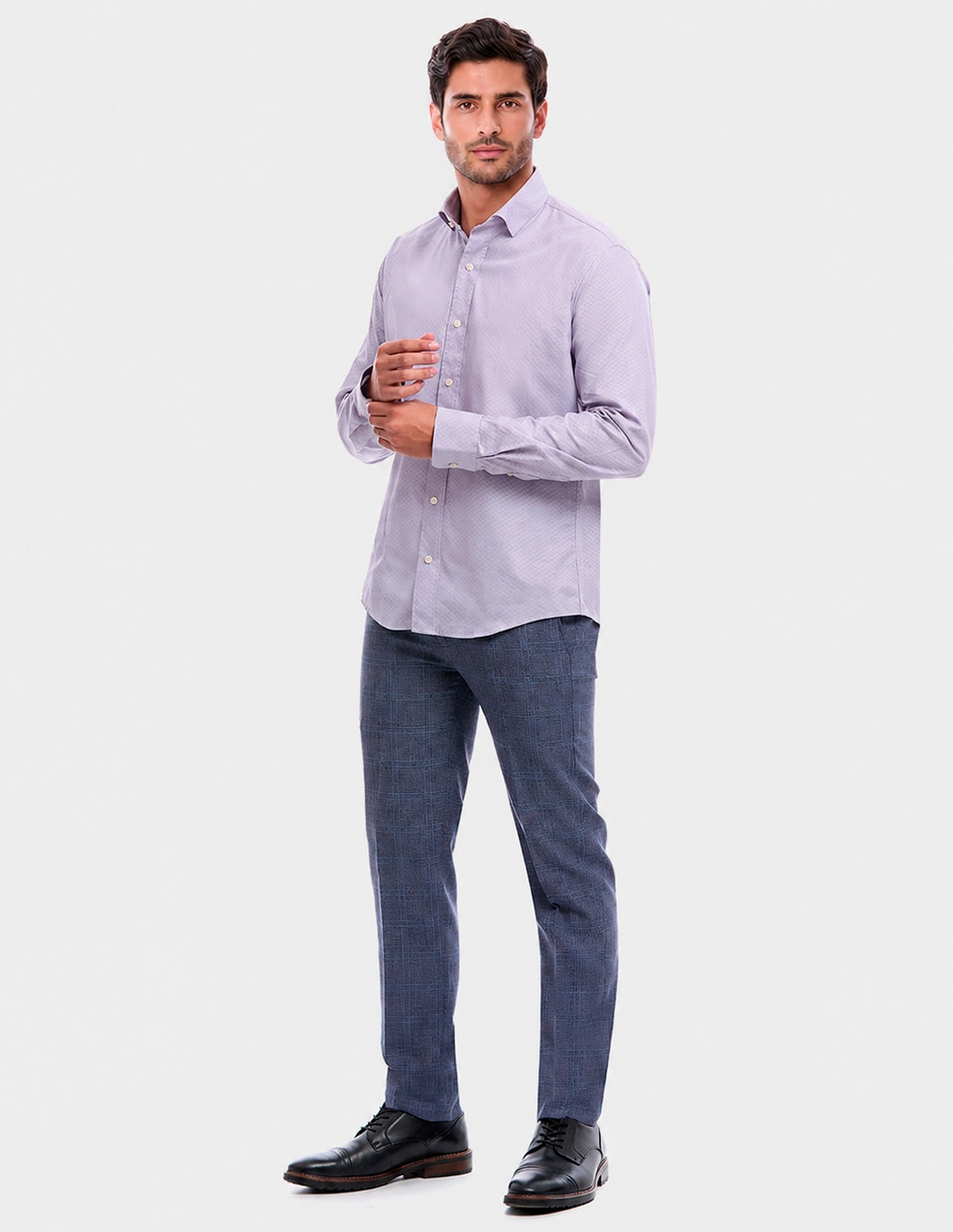 Camisa de vestir de algodón manga larga para hombre 5