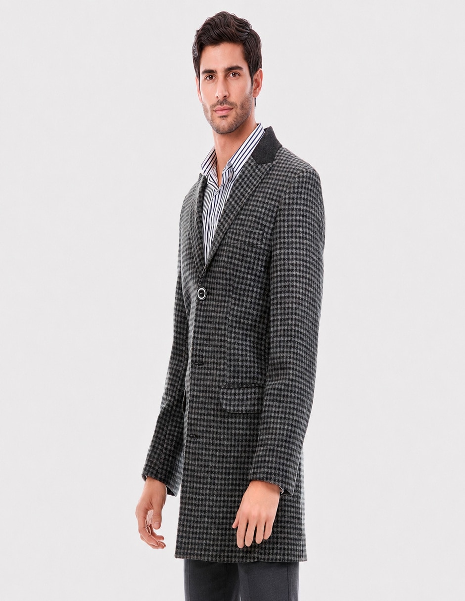 Abrigo con bolsillos estampado pata de gallo para hombre Abrigo con bolsillos estampado pata de gallo para hombre