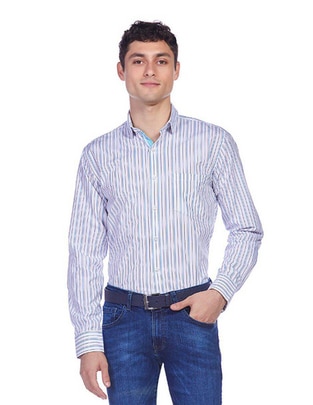 Camisa formal de algodón manga larga para hombre