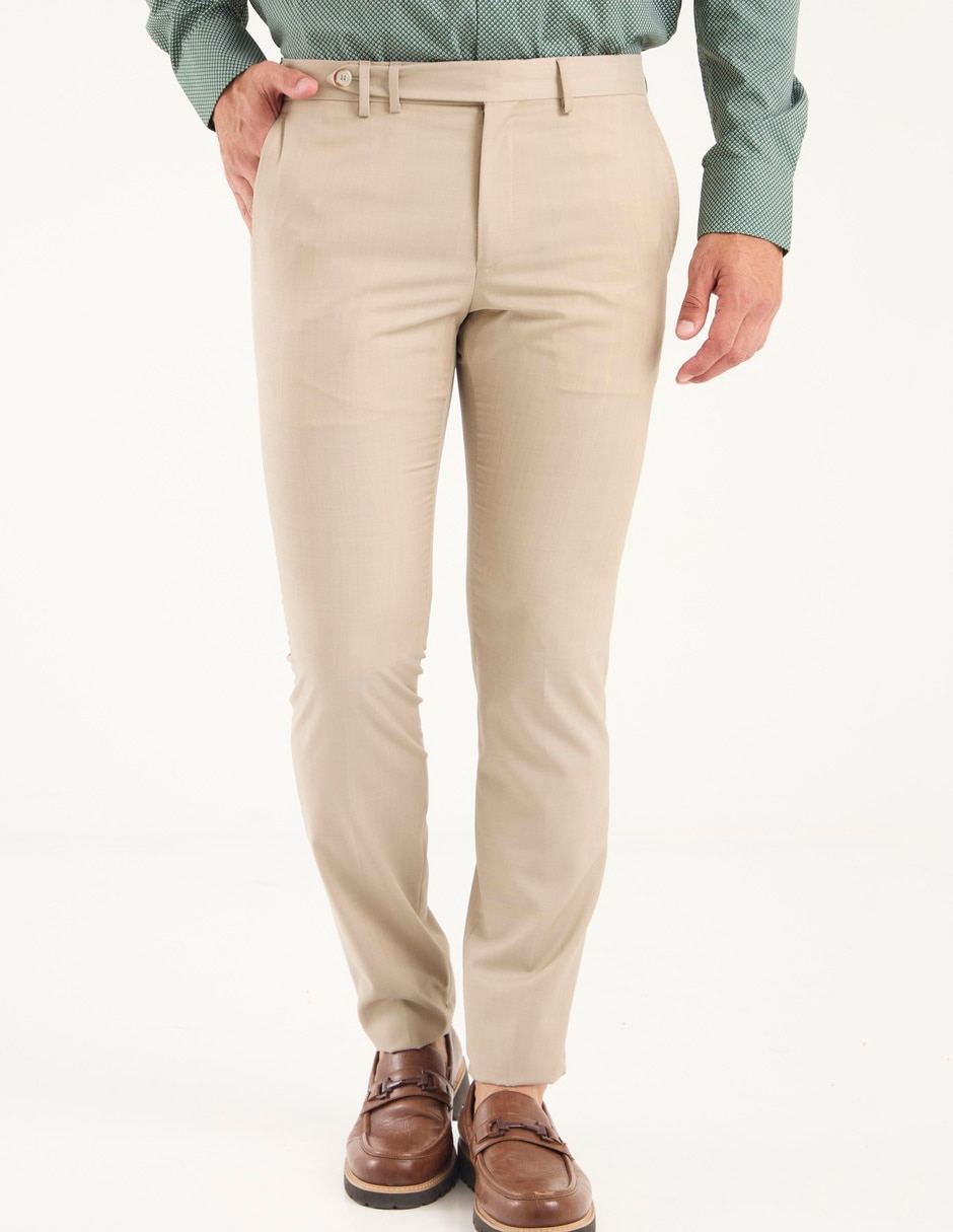 Pantalón de vestir de vestir slim de lana para hombre 1