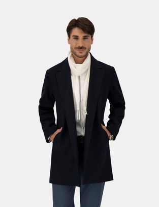 Abrigo de lana impermeable con bolsillos para hombre