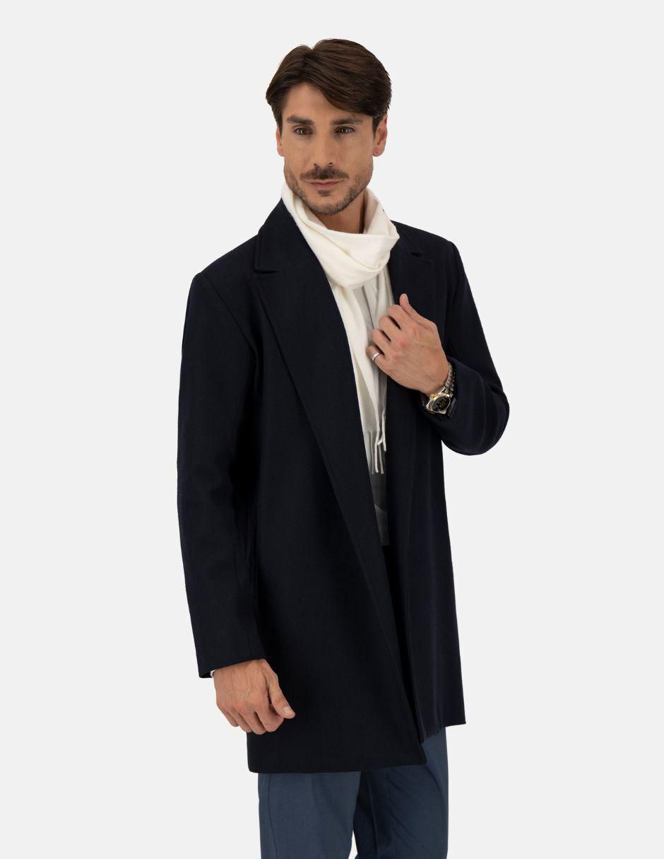 Abrigo de lana impermeable con bolsillos para hombre