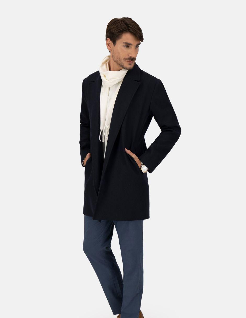 Abrigo de lana impermeable con bolsillos para hombre
