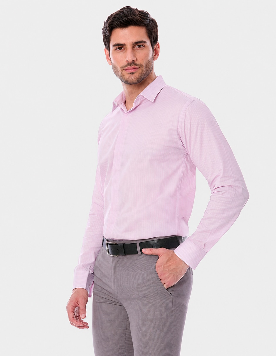 Camisa de vestir Vittorio Forti de algodón manga larga para hombre