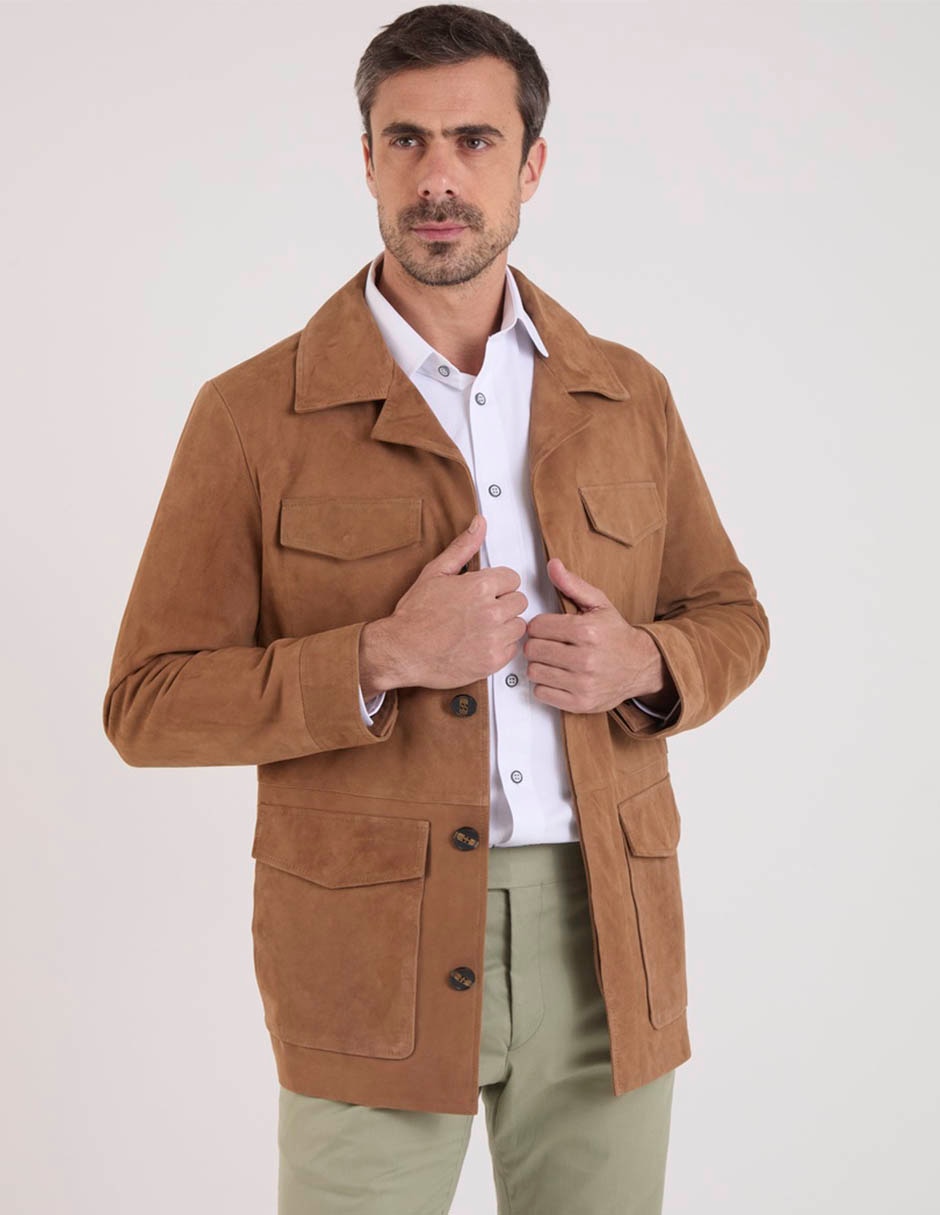 Chamarra cazadora con bolsillos para hombre