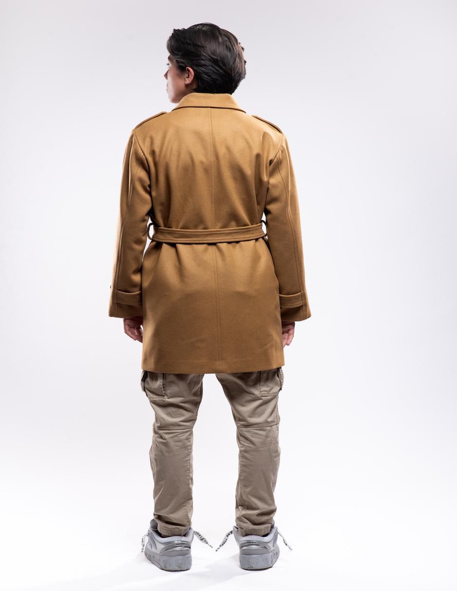 Abrigo de lana impermeable con bolsillos para hombre