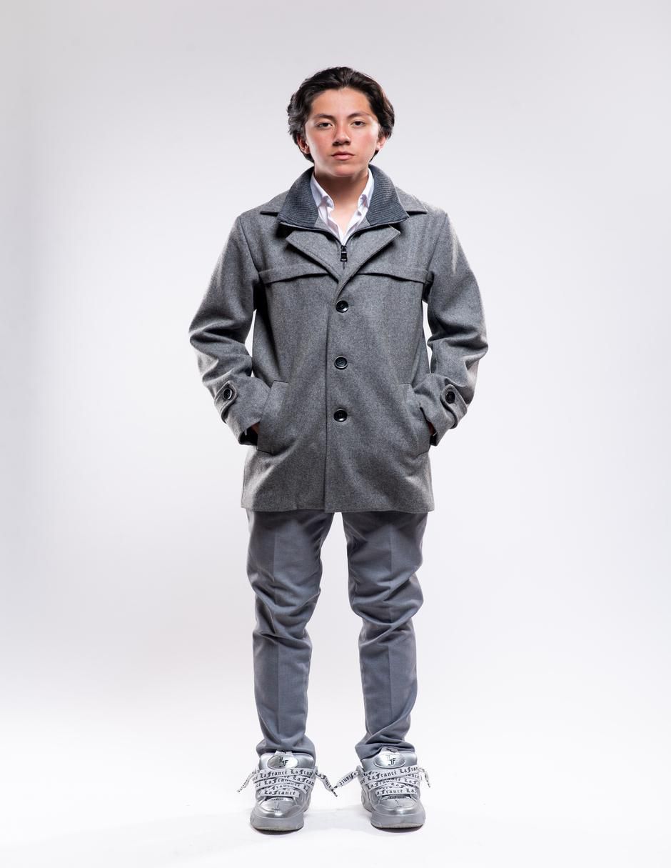 Abrigo de lana impermeable efecto doble prenda para hombre