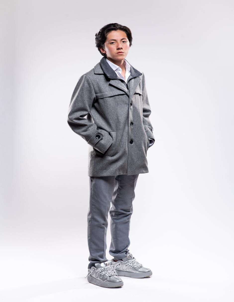 Abrigo de lana impermeable efecto doble prenda para hombre