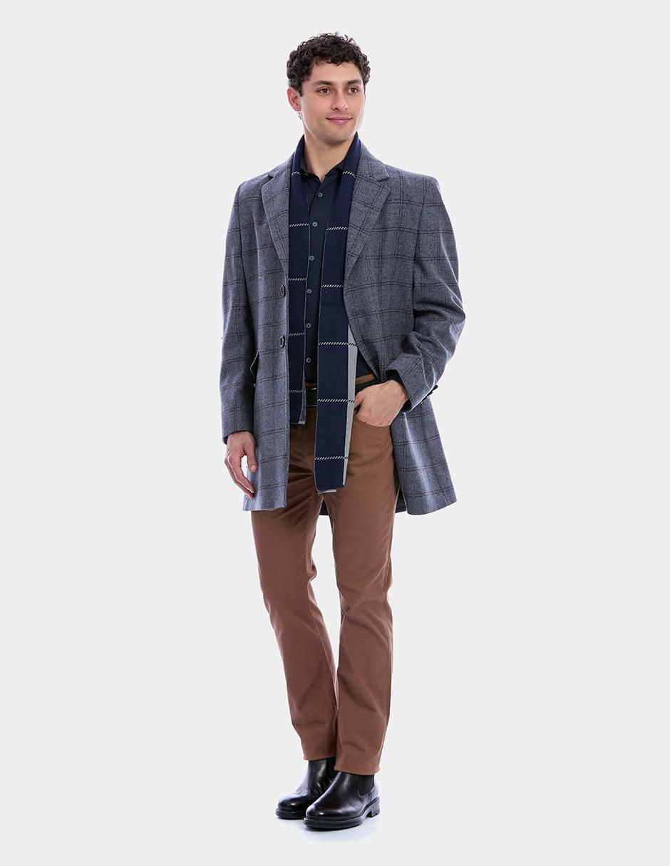 Abrigo de lana estampado a cuadros para hombre 2