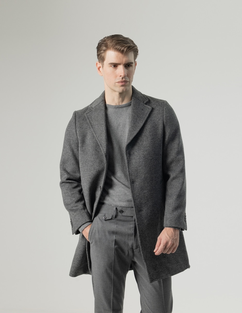 Abrigo con bolsillos estampado jaspeado para hombre 2