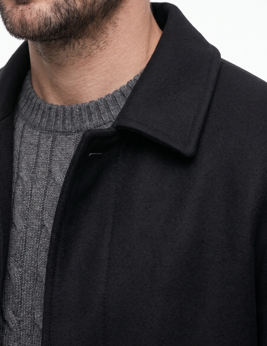 Abrigo de Poliéster No Con bolsillos estampado Liso para hombre 4
