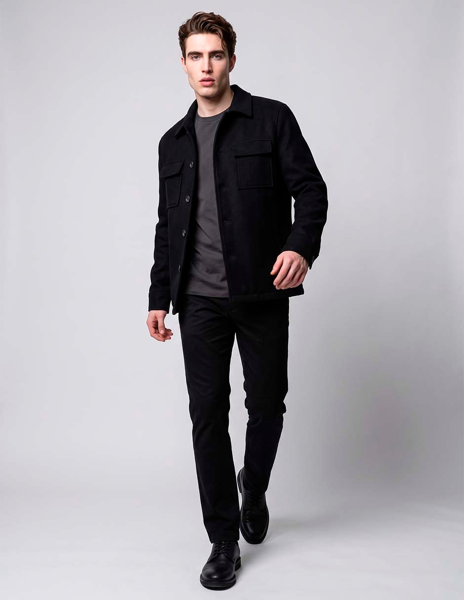 Chamarra casual de piel cuello con cierre para hombre Chamarra casual de piel cuello con cierre para hombre