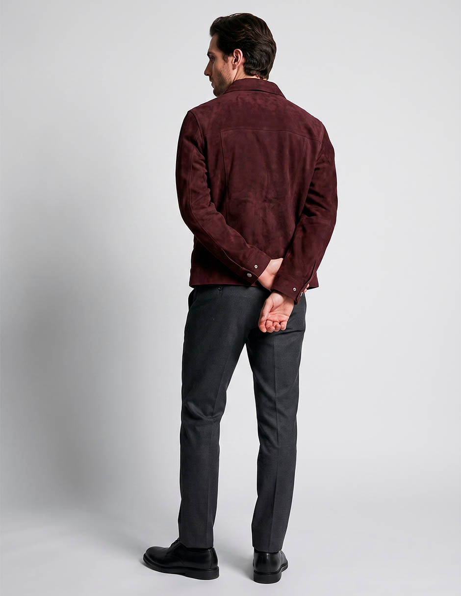 Chamarra casual de piel con bolsillos para hombre 2