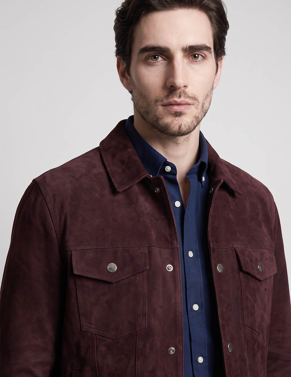 Chamarra casual de piel con bolsillos para hombre 3
