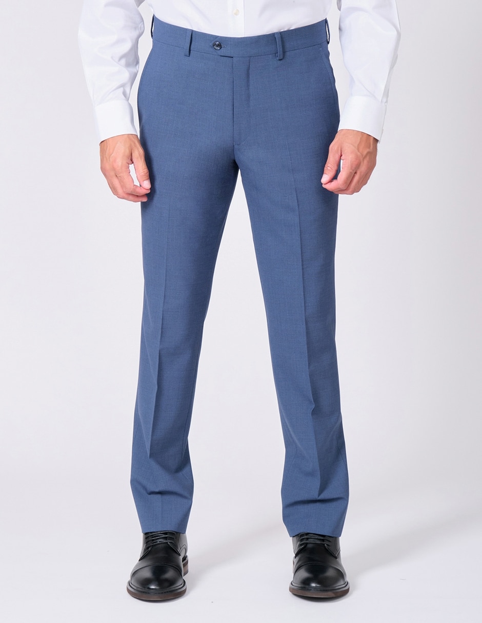 Pantalón formal regular slim de lana y poliéster para hombre 1