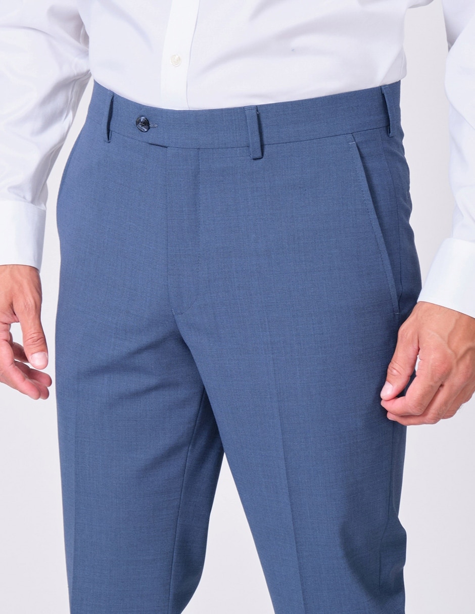 Pantalón formal regular slim de lana y poliéster para hombre 5