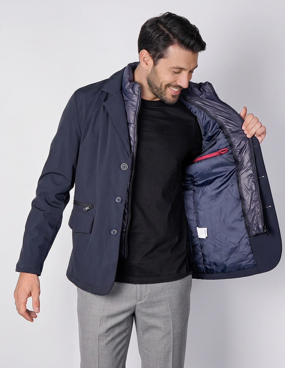 Abrigo efecto doble prenda para hombre 2