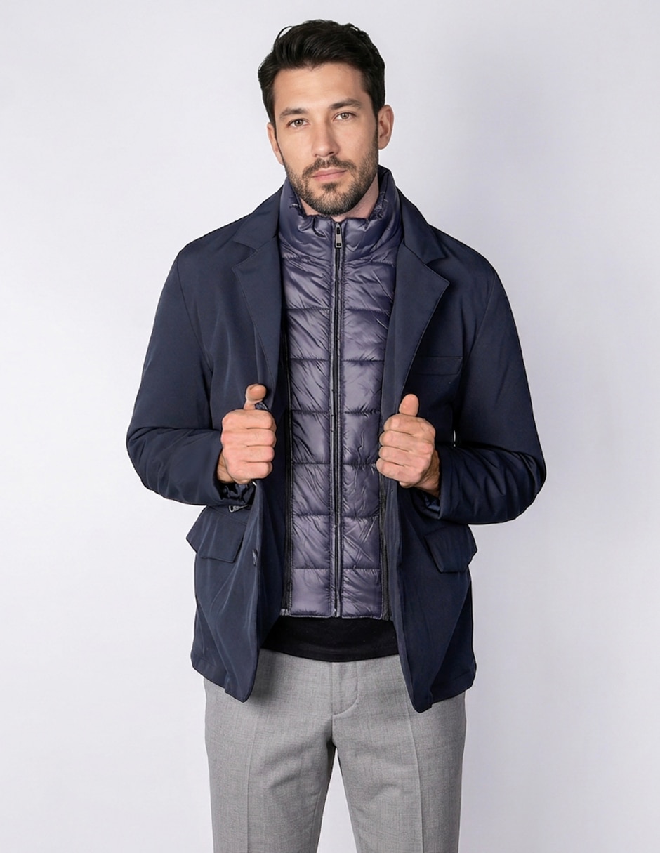 Abrigo efecto doble prenda para hombre 5