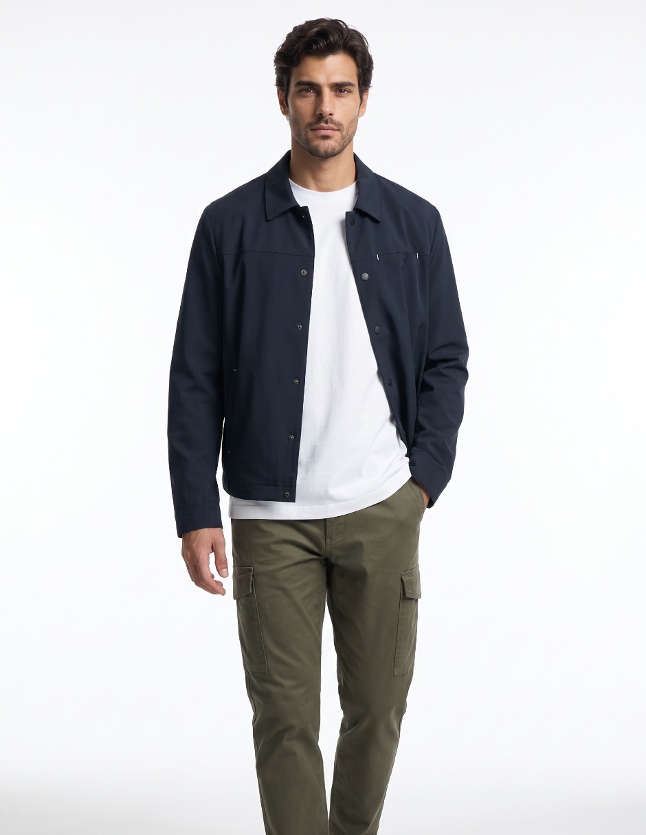 Chamarra casual con bolsillos para hombre